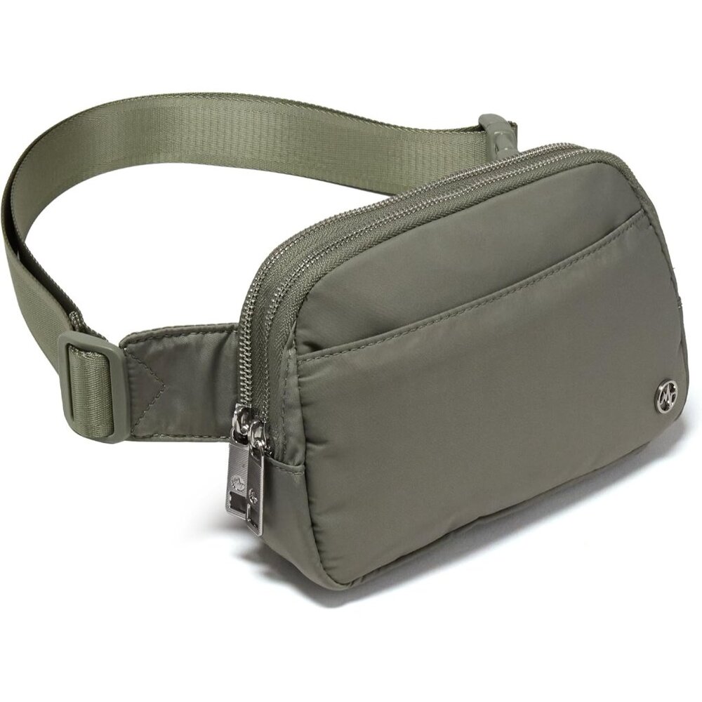 Grey Sage Water-Resistant Nylon Fanny Pack with 5 Zipper Pockets for Women NWOT